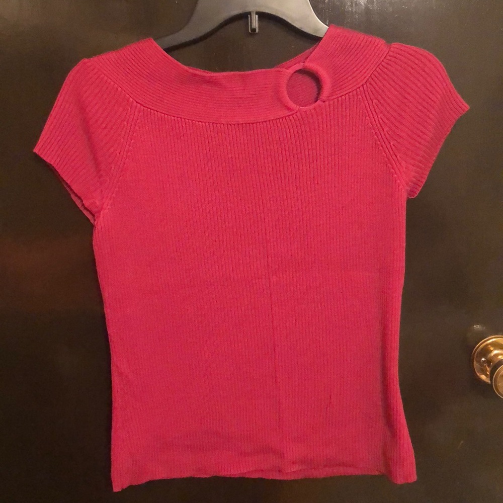 Pink Short Sleeve Ribbed Shirt